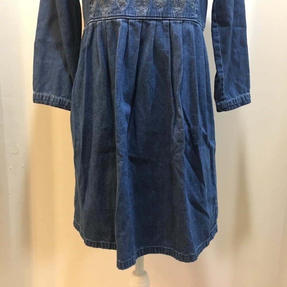 TopShop Moto Embroidered Denim Smock Dress - Picture 4 of 8